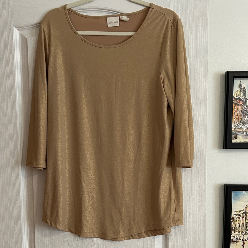 Chico's Shimmering Gold Blouse